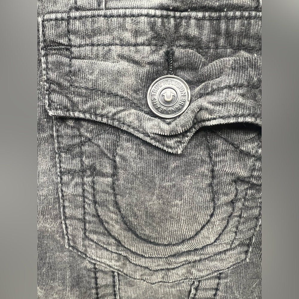 True Religion- Men's Black Denim Jacket,Distressed/Worn/Wash, Size:Large, Jimmy - Picture 2 of 9